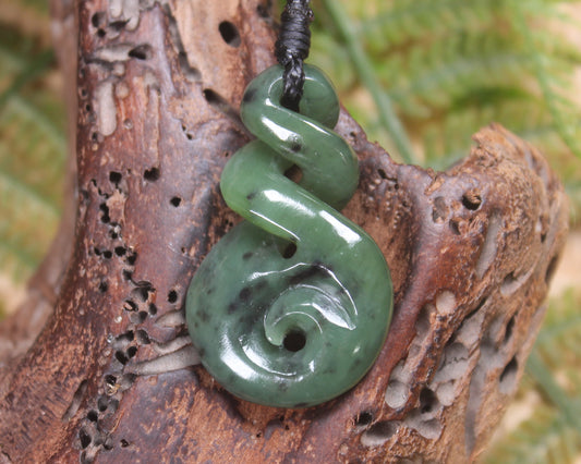 Koru Twist carved from Hapopo Pounamu - NZ Greenstone