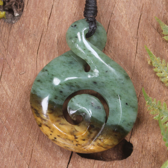 Koru Twist carved from Flower Jade Pounamu - NZ Greenstone