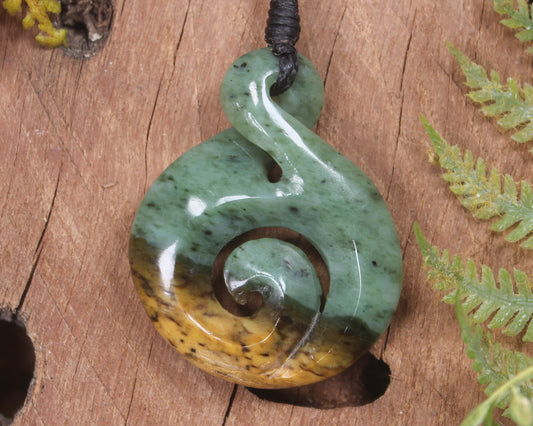 Koru Twist carved from Flower Jade Pounamu - NZ Greenstone