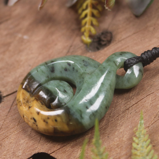Koru Twist carved from Flower Jade Pounamu - NZ Greenstone
