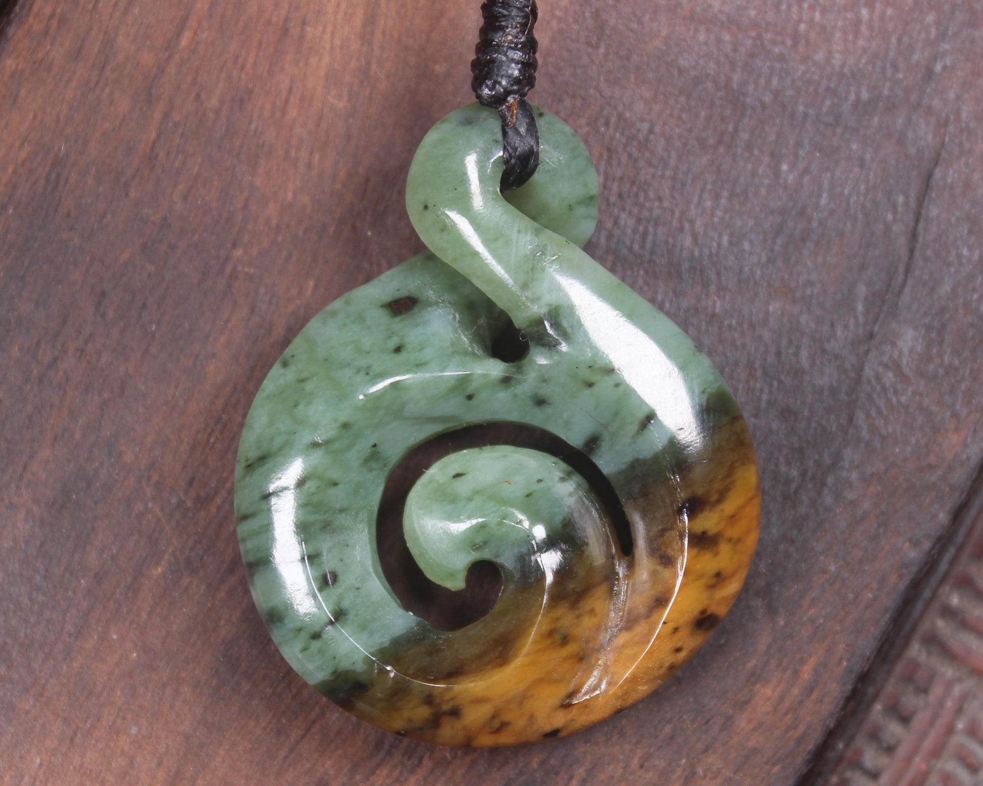 Koru Twist carved from Flower Jade Pounamu - NZ Greenstone
