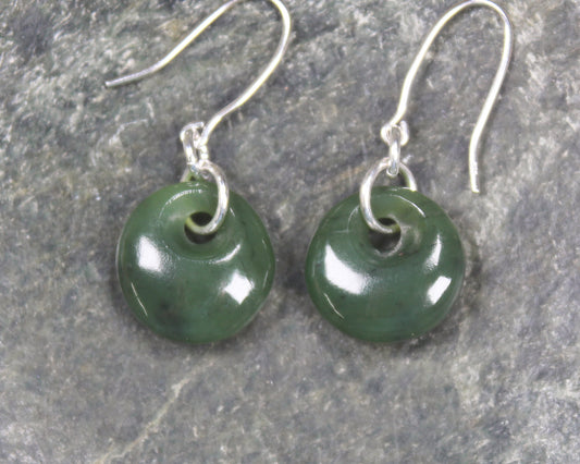 Porowhita Earrings carved from Hapopo Pounamu - NZ Greenstone