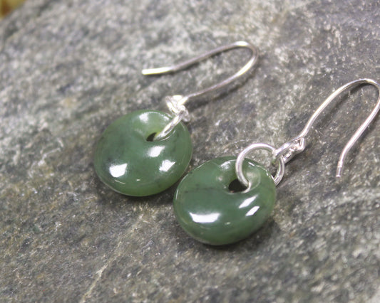 Porowhita Earrings carved from Hapopo Pounamu - NZ Greenstone
