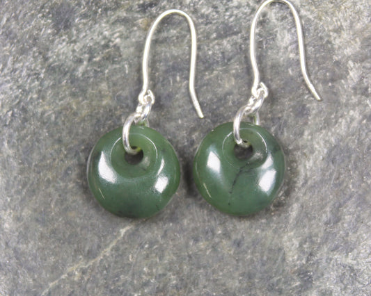 Porowhita Earrings carved from Hapopo Pounamu - NZ Greenstone