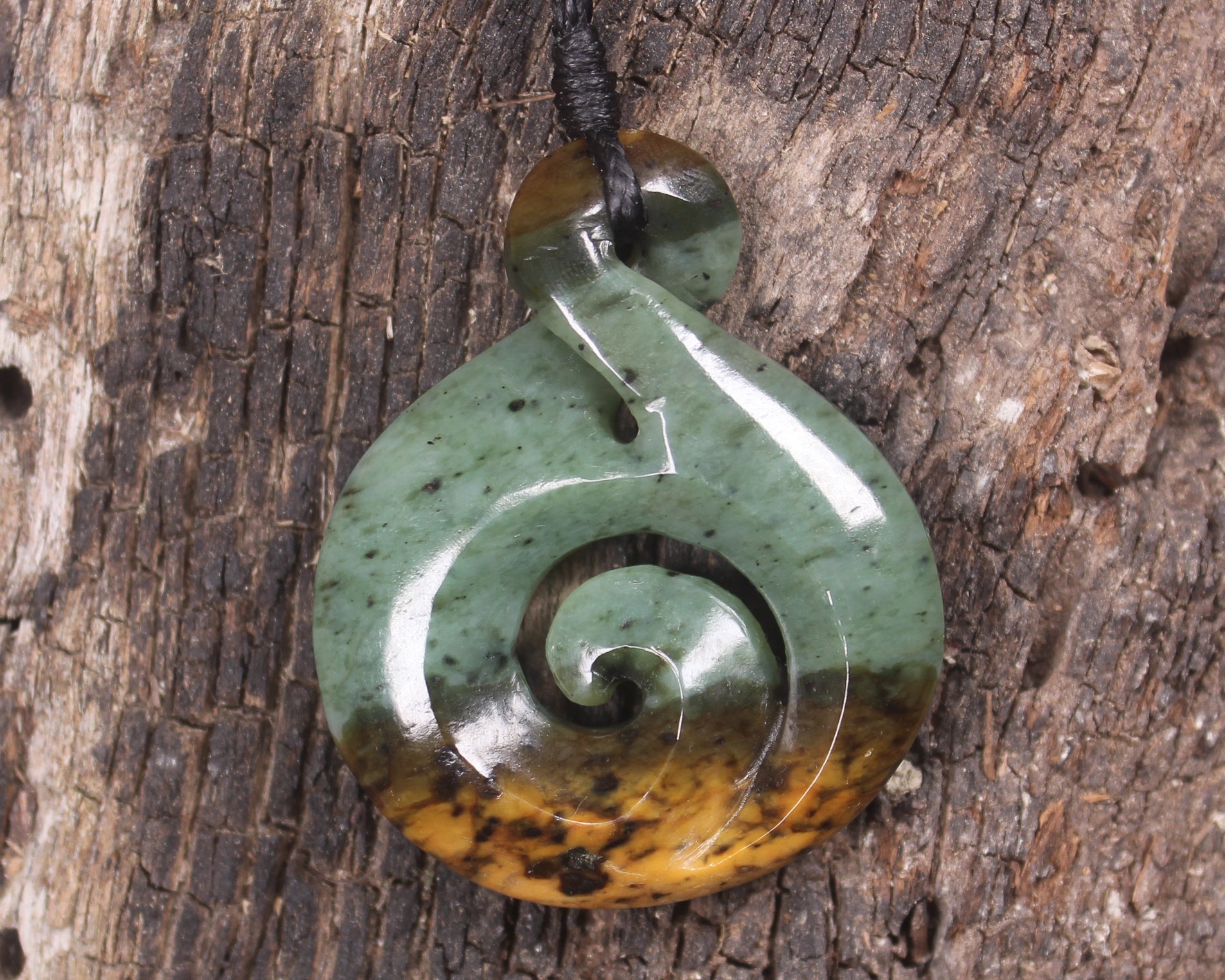Koru Twist carved from Flower Jade Pounamu - NZ Greenstone