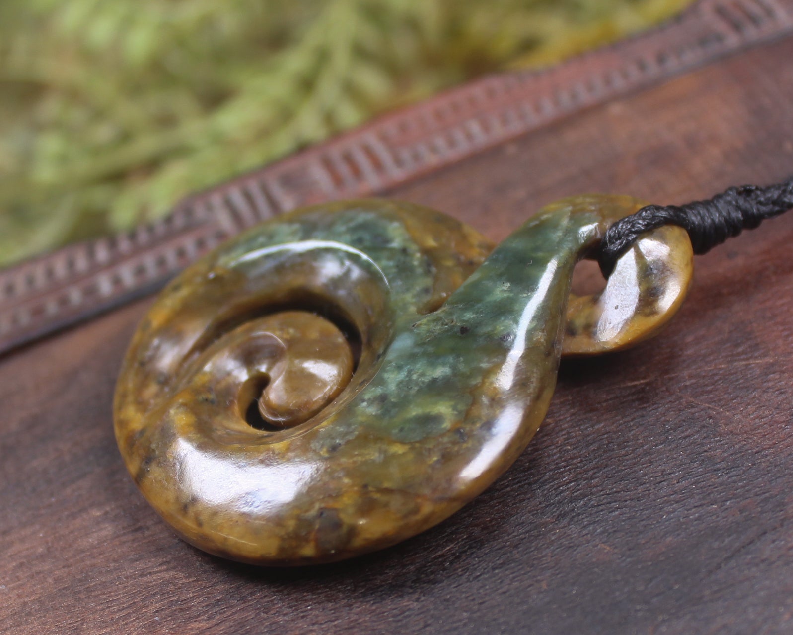 Koru Twist carved from Flower Jade Pounamu - NZ Greenstone