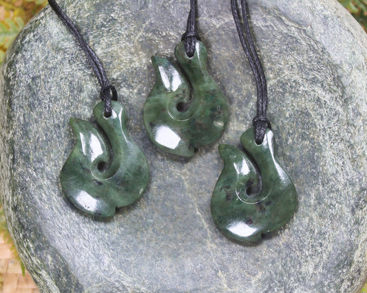 Hei Matau carved from Hapopo Pounamu - NZ Greenstone
