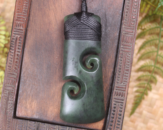 Toki or Adze with Koru Pendant carved from Rimu Pounamu - NZ Greenstone