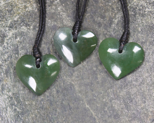 Pounamu heart pendants
