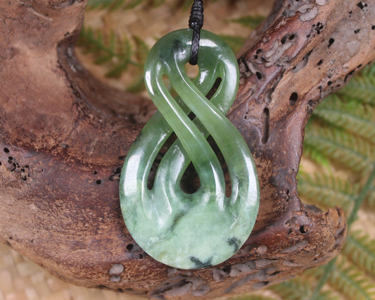 NZ Greenstone Large Twist Pendant (BB809) Hapopo Pounamu