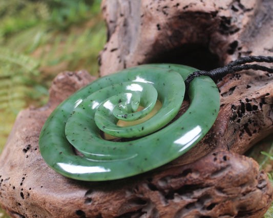 Koru carved from Hapopo Pounamu - NZ Greenstone