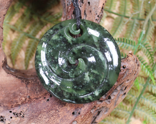 Koru carved from Rimu Pounamu - NZ Greenstone