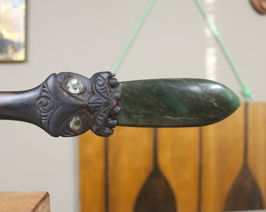 Taiaha with Pounamu Arero