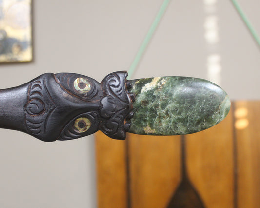 Taiaha with Pounamu Arero