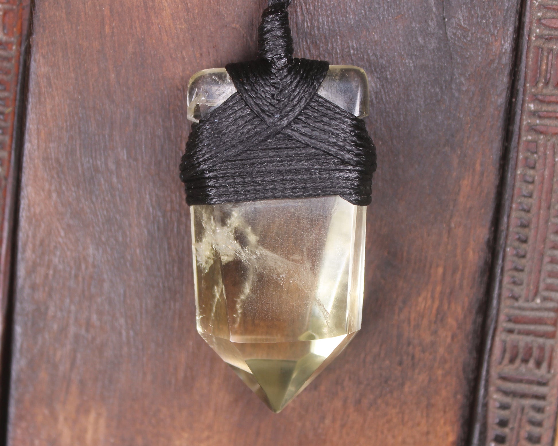 Lemon Quartz carved into a Point