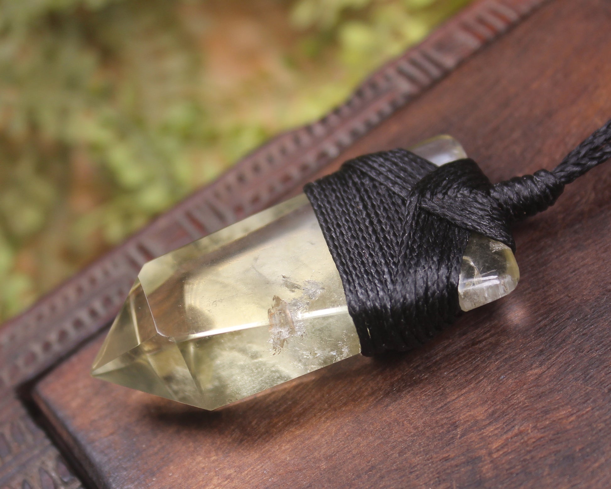 Lemon Quartz carved into a Point
