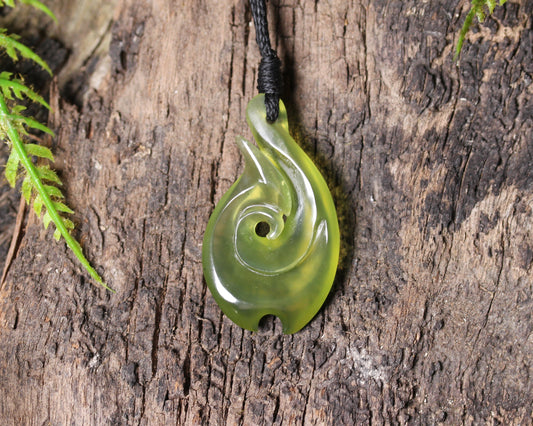 NZ Greenstone Small Hei Matau Pendant (BH690) Tangiwai Pounamu