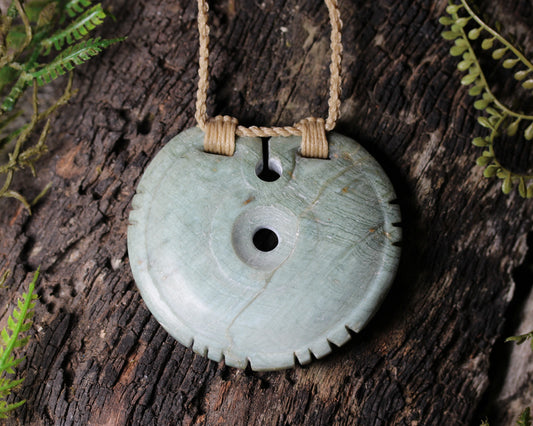 NZ Greenstone Large Kōuma Breastplate Pendant (BK658) Inanga Pounamu