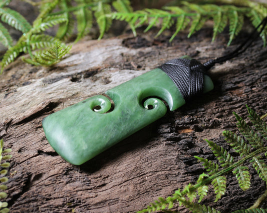 NZ Greenstone XLarge Toki with Koru Pendant (BK992) Hapopo Pounamu