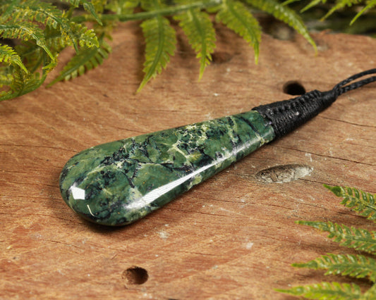NZ Greenstone Large Roimata Pendant (BM029) Douglas Creek Pounamu