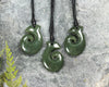 NZ Greenstone XSmall Hei Matau Pendant (BM690) Hapopo Pounamu