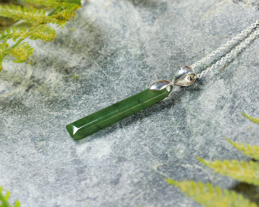 NZ Greenstone Small Sterling Silver Pendant (BN538) Hapopo Pounamu