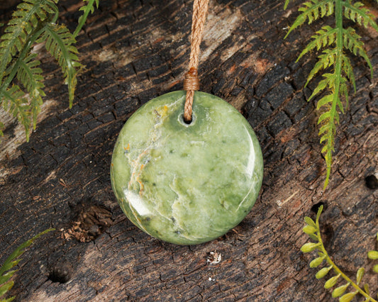 NZ Greenstone Medium Freeform Porowhita Pendant (BN580) Flower Jade Pounamu