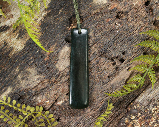NZ Greenstone Medium Freeform Toki Pendant (BN588) Kawakawa Pounamu
