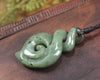NZ Greenstone Medium Koru Twist Pendant (BN103) Hapopo Pounamu