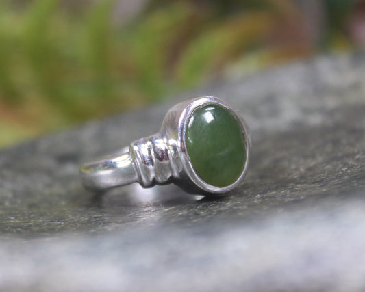 Sterling Silver Hapopo Pounamu Ring - NZ Greenstone