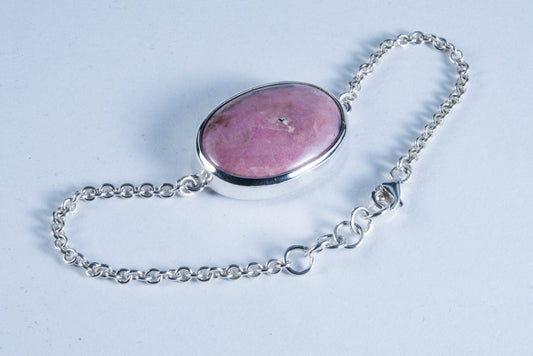 Rhodonite Sterling Silver Bracelet.