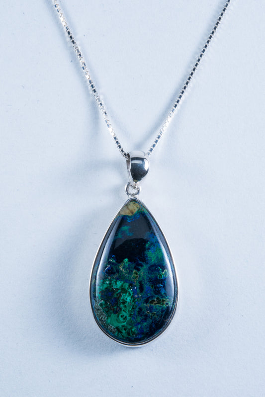 azurite and malachite pendant