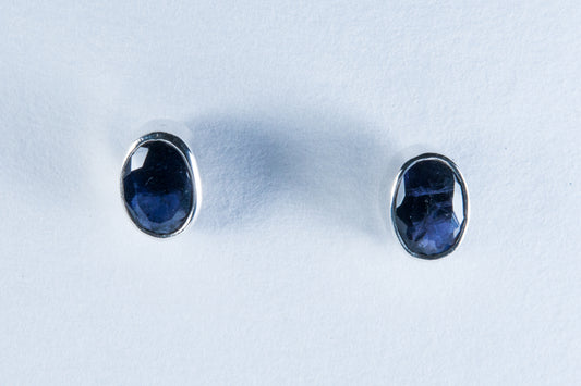 Iolite Sterling Silver Stud Earrings (AZ095)