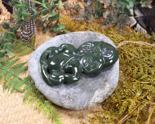 Hei Tiki carved from Kawakawa Pounamu - NZ Greenstone