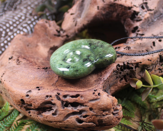 Koru or Spiral carved from Rimu Pounamu - NZ Greenstone