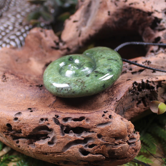 Koru or Spiral carved from Rimu Pounamu - NZ Greenstone