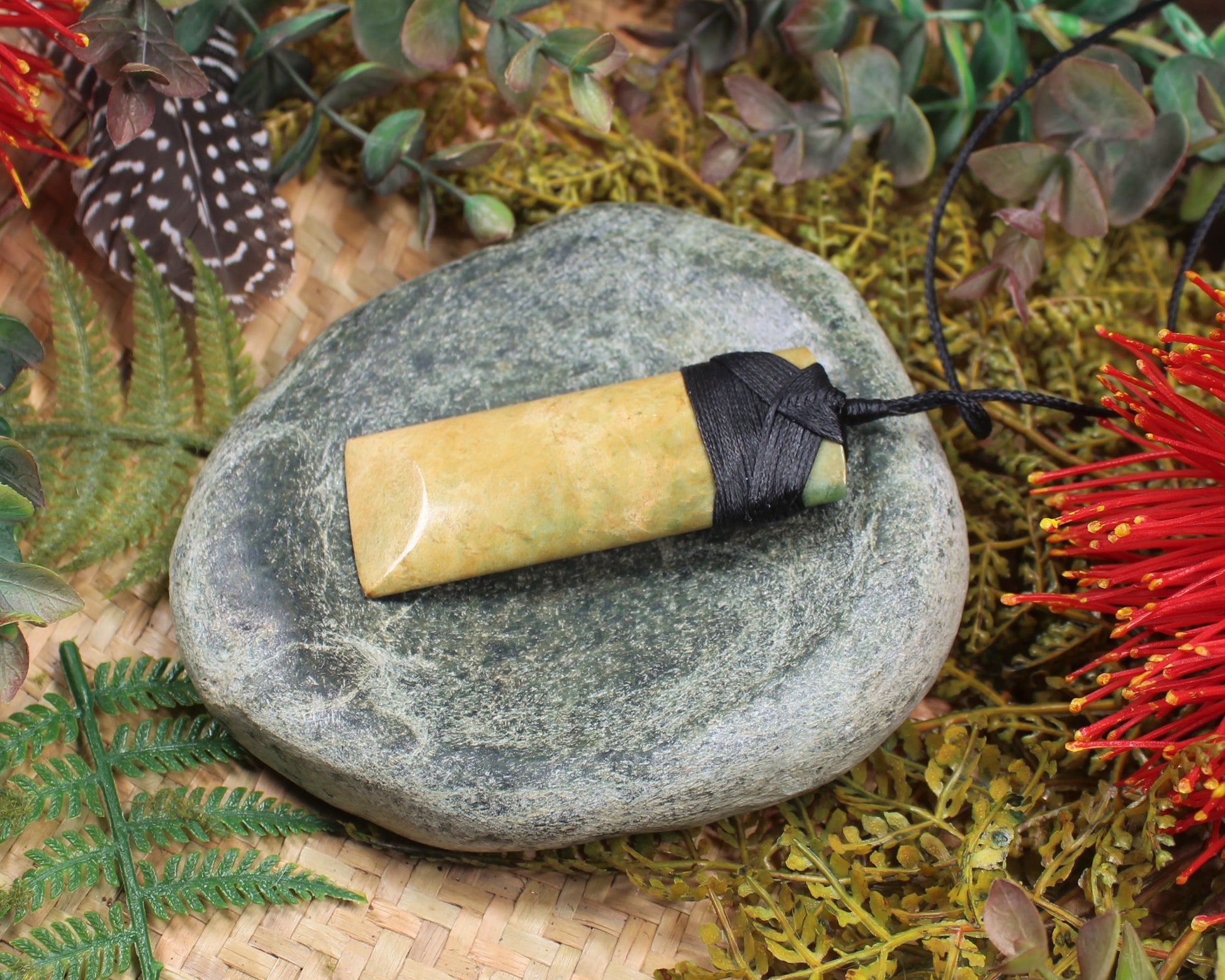 Toki or Adze Pendant carved from Flower Jade Pounamu - NZ Greenstone