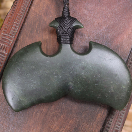 Whale Tail carved from Rimu Pounamu - NZ Greenstone