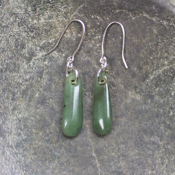 NZ Greenstone Roimata Earrings Hapopo Pounamu