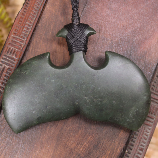 Whale Tail carved from Rimu Pounamu - NZ Greenstone
