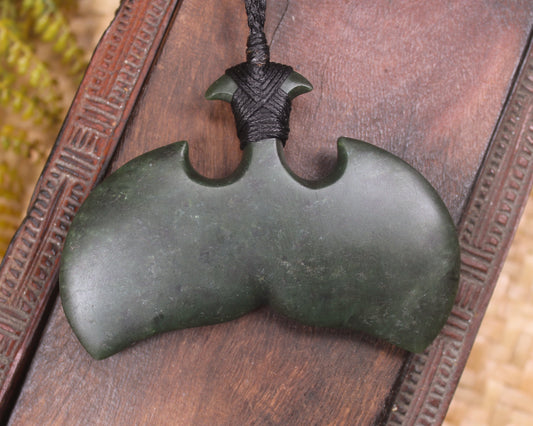 Whale Tail carved from Rimu Pounamu - NZ Greenstone