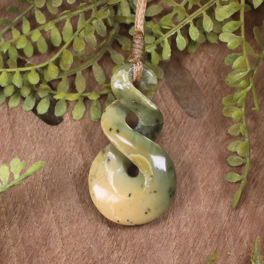 Twist or Pikorua carved from Flower Jade Pounamu - NZ Greenstone