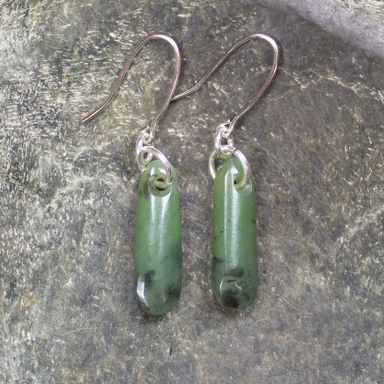 NZ Greenstone Roimata Earrings Hapopo Pounamu