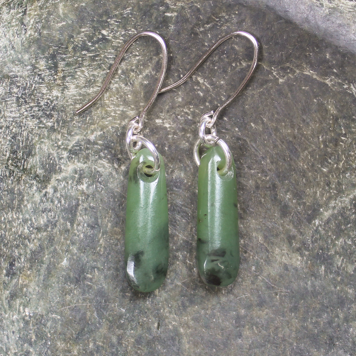 NZ Greenstone Roimata Earrings Hapopo Pounamu