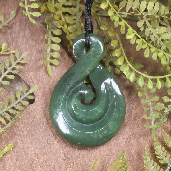 Koru Twist carved from Hapopo Pounamu - NZ Greenstone