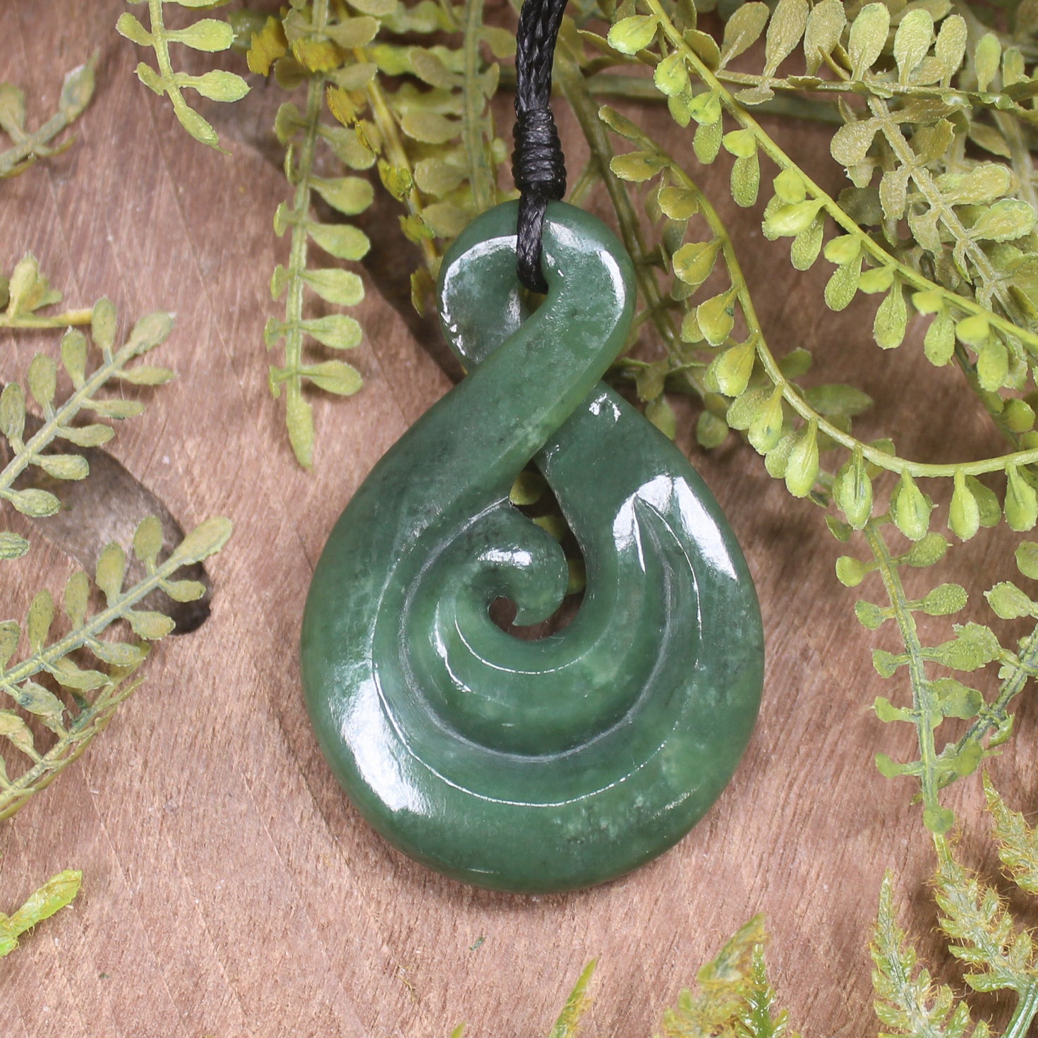 Koru Twist carved from Hapopo Pounamu - NZ Greenstone