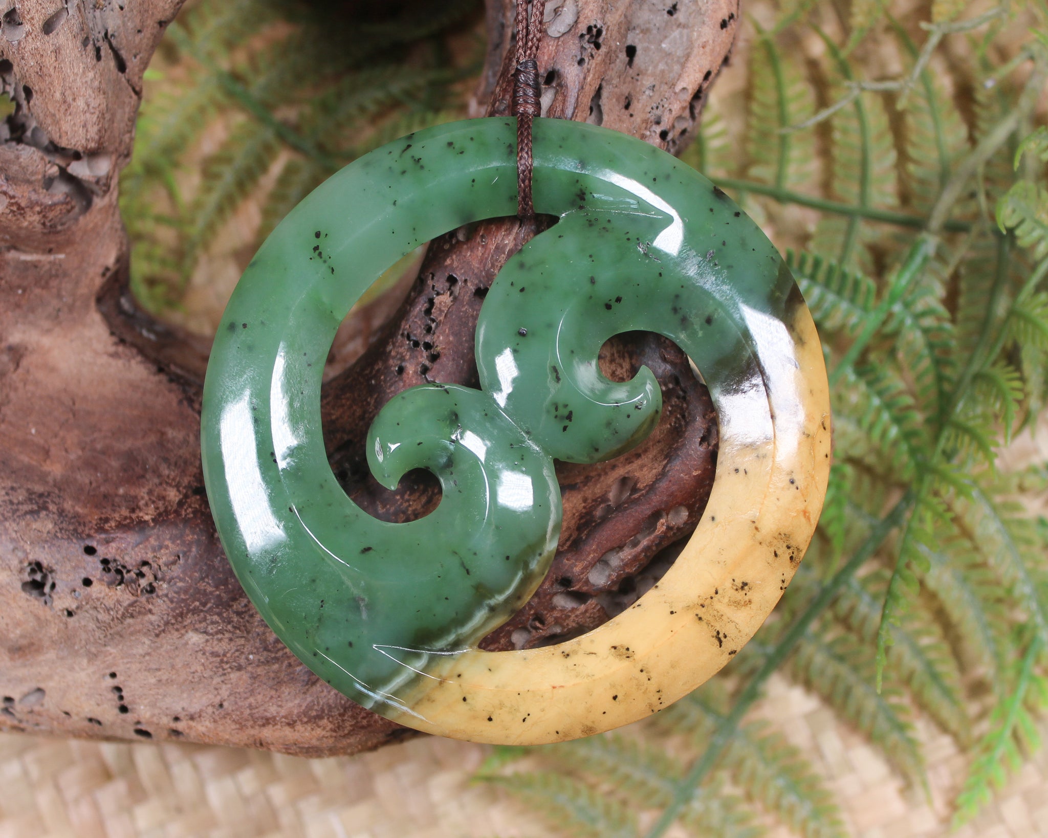 NZ Greenstone XLarge Koru Pendant (AR004) Flower Jade Pounamu ...