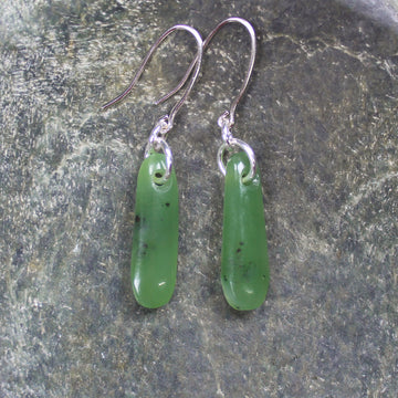 NZ Greenstone Roimata Earrings Hapopo Pounamu