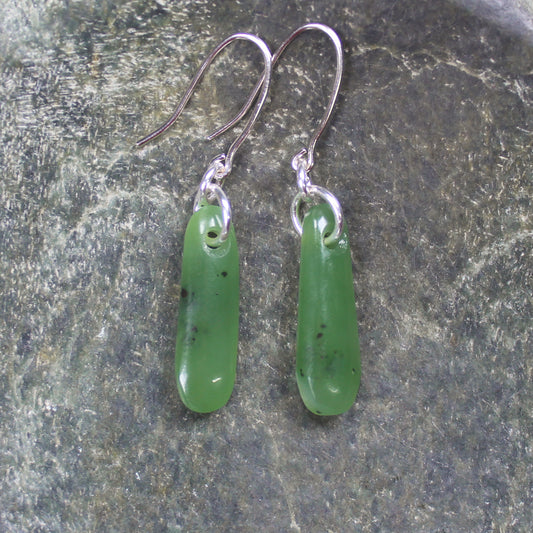 NZ Greenstone Roimata Earrings Hapopo Pounamu