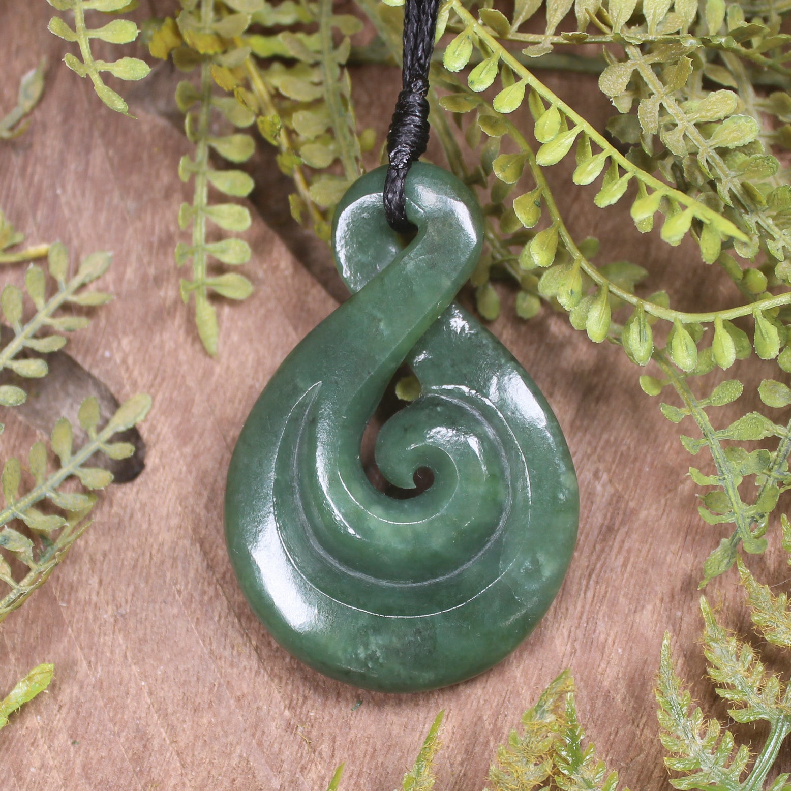 Koru Twist carved from Hapopo Pounamu - NZ Greenstone